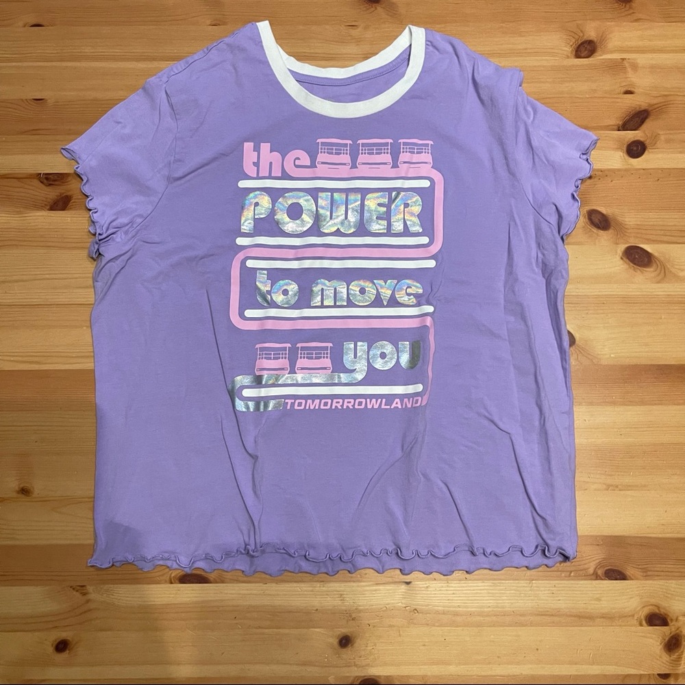 Disney Lavender Short Sleeve Graphic Tee with Pink, White & Iridescent Accents